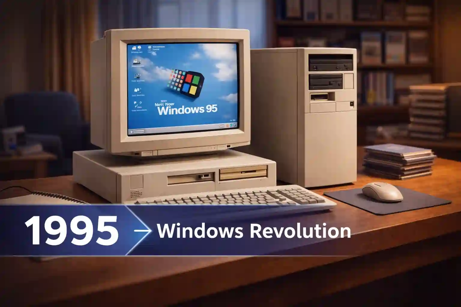 Microsoft Windows 95 introducing the Start Menu and graphical interface
